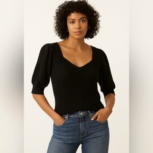 Gap Black Puffed Sleeve Corset Sweater